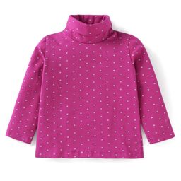 Babyhug Cotton Knit Full Sleeves Star Printed Skivi T-Shirt - Fuchsia-image-93