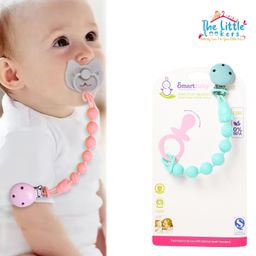 THE LITTLE LOOKERS Silicone Pacifier Clip for Baby Boys and Girls, One Piece Pacifier Clips, Wooden Soother Clips Design, Fits Most Pacifiers and Teething Toys - Blue-19