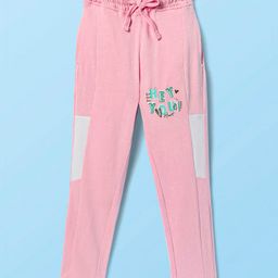 Olio Kids Sinker Knit Full Length Cut & Sew Lounge Pant with Text & Heart Print - Pink-image-64