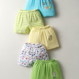 OHMS Single Jersey Knit Knee Length Shorts with Vehicle Print & Stripes Pack of 5 - Multicolor-image-81