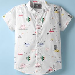 Dapper Dudes Half Sleeves Cars Printed Shirt - White-picture-16