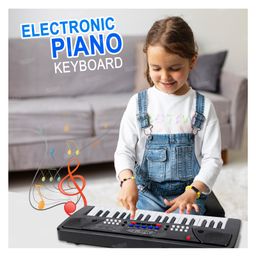 Fiddlerz 37 Key Piano Keyboard Toy with Mic and Power Option Recording and Mic - Black image 2