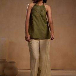 Chhaya Gandhi Design Studio Halter Neck Sleeveless Top With Palazzos Co-Ords-picture-49