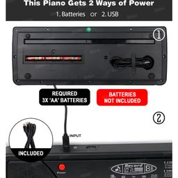 Fiddlerz 37 Key Piano Keyboard Toy with Mic and Power Option Recording and Mic - Black image 3