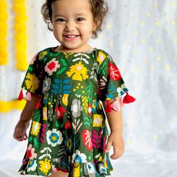 MASU LIVING Girl Print Cotton Fit & Flare Dress-image-38