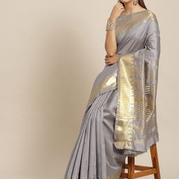 KAVINDI Solid Zari Silk Cotton Saree-image-43