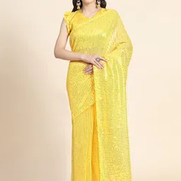 DIVASTRI Embellished Pure Georgette Saree-picture-7