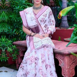 Anouk Rustic Floral Zari Block Print Saree-28