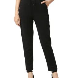 Smarty Pants Black Cotton Lycra Regular Fit High Rise Trousers-image-0