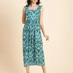 Moomaya Green Printed Midi Dress-picture-26