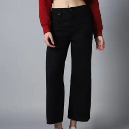 High Star Dark Black Cotton Relaxed Fit Mid Rise Jeans-image-59