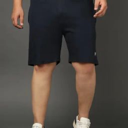 Club York Navy Blue Blended Solid Mid Rise Shorts-image-67
