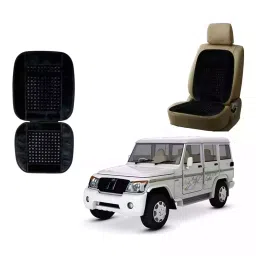 Auto Pearl Polyester, Cotton Vehicle Seating Pad For Mahindra Bolero Black-22