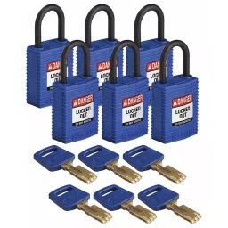 BRADY Lockout Padlock with 6 Keys Nylon Blue, 55JY80 (Set of 6 Pcs)-image-119