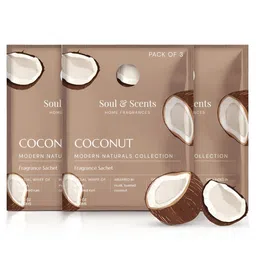 SOUL & SCENTS Brown 3 Pieces Coconut Fragrance 20gm Each Sachets-38