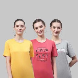 Vimal Jonney Yellow & Pink Cotton Printed Sports T-Shirt - Pack Of 3-image-23