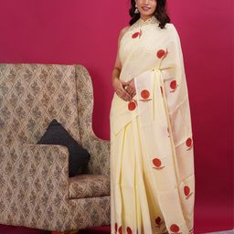 Vanedik Ethnic Motifs Printed Mulmul Cotton Block Print Saree image 3