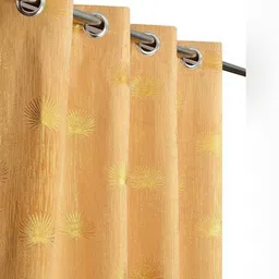 Aura Gold-Toned & Beige Set of 2 Floral Room Darkening Long Door Curtain-picture-20