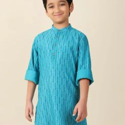 Fabindia Kids Blue Printed Full Sleeves Kurta-image-96