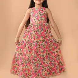 LilPicks Kids Multicolor Floral Print Maxi Dress-picture-6