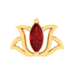 P.C. Chandra Jewellers 18k Gold Lotus Shaped Stud Red Stone Nosepin-image-90