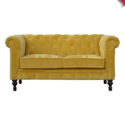 Artisan Furniture Chesterfield Quilted Yellow Wood 2 Seater Sofa-image-74