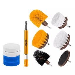 Ingco 11 Pcs Cleaning Brush Set with 1/4 inch (6.35 mm) Hex Shank for Drill Machine, WCB1101-18