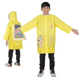 Allextreme Raincoat Yellow Color Unicorn Print Size 4XL with Hood, School Bag Cover and Carry Pouch for Kids (13-15 Years), HCR-00V-image-62