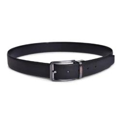 BELWABA Black Textured Formal Reversible Leather Belt for Men-image-20