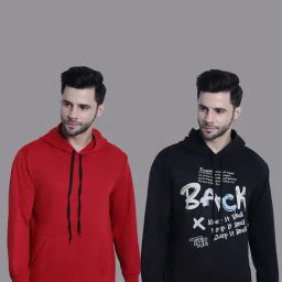 Vimal Jonney Red & Black Regular Fit Printed Hooded Sweatshirt - Pack of 2-picture-11