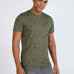 Lee Green Slim Fit Printed Crew T-Shirt-image-95