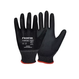 Karam Grip & General Purpose Gloves Polyurethane Coating Black Polyester Liner Size L, FT405 (Pack of 12 Pair)-image-96