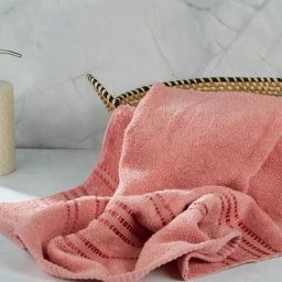 Fabindia Home Ayan Woven Pink 380 TC Cotton Bath Towel-image-3