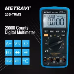 Metravi Digital TRMS Multimeter Backlit LCD Display Blue & Black, 23S-TRMS image 2
