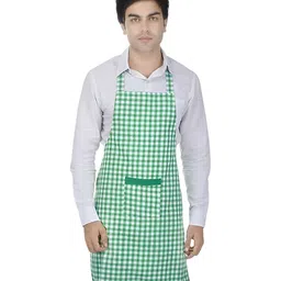 SWITCHON 2Pcs Green & White Checked Cotton Aprons With Cap image 2