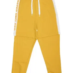 Peter England Kids Yellow Solid Trackpants-picture-18