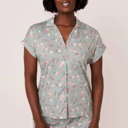 La Vie En Rose Green Floral Print Shirt-image-40