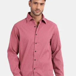 Blu MNKY Men Smart Slim Fit Vertical Striped Spread Collar Casual Shirt-picture-31