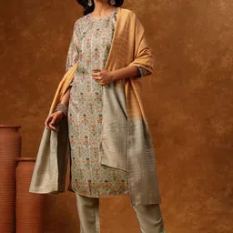 Anouk Women Printed Regular Sequinned Kurta with Trousers & With Dupatta-12