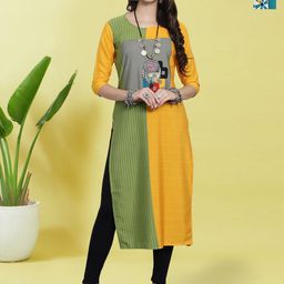 HERE&NOW Selection Of 2 Striped Round Neck Straight Kurta-picture-9