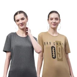 Vimal Jonney Grey & Beige Cotton Graphic Print T-Shirt (Pack Of 2)-image-15