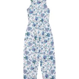 Budding Bees Kids Blue & White Floral Print Jumpsuit-image-45