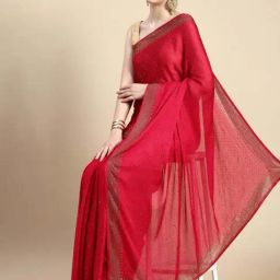 Mohey Rani Pink Embroidered Saree With Unstitched Blouse-picture-11