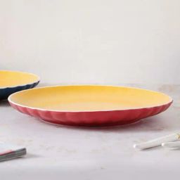 Nestasia Red & Yellow Premium Ceramic Dinner Plate with Textured Base, Microwaveable, 10-inch-image-86