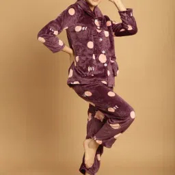 TAG 7 Purple Printed Woolen Shirt With Pyjamas-image-38