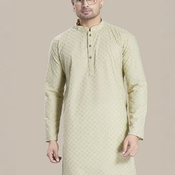 PulseIQ Men Geometric Thread Work Kurta-image-90