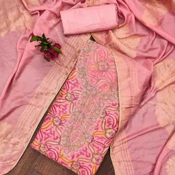 DIVASTRI Floral Printed Stones & Beads Organza Unstitched Dress Material-image-10