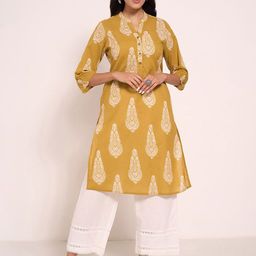 RANGMANCH BY PANTALOONS Women Paisley Printed Flared Sleeves Mirror Work Kurta-image-54