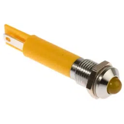 RS PRO Yellow Panel Mount Indicator 230V AC, Mounting Hole Size 8 mm, Termination Type , Model No 204287-44