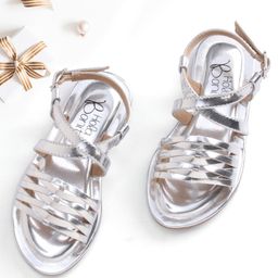 Hola Bonita Party Wear Slip On Sandal Solid Colour - Silver-picture-37